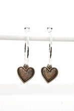Load image into Gallery viewer, Silver Heart Hoop Earrings - E127

