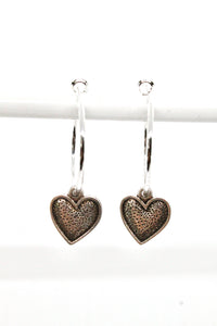 Silver Heart Hoop Earrings - E127