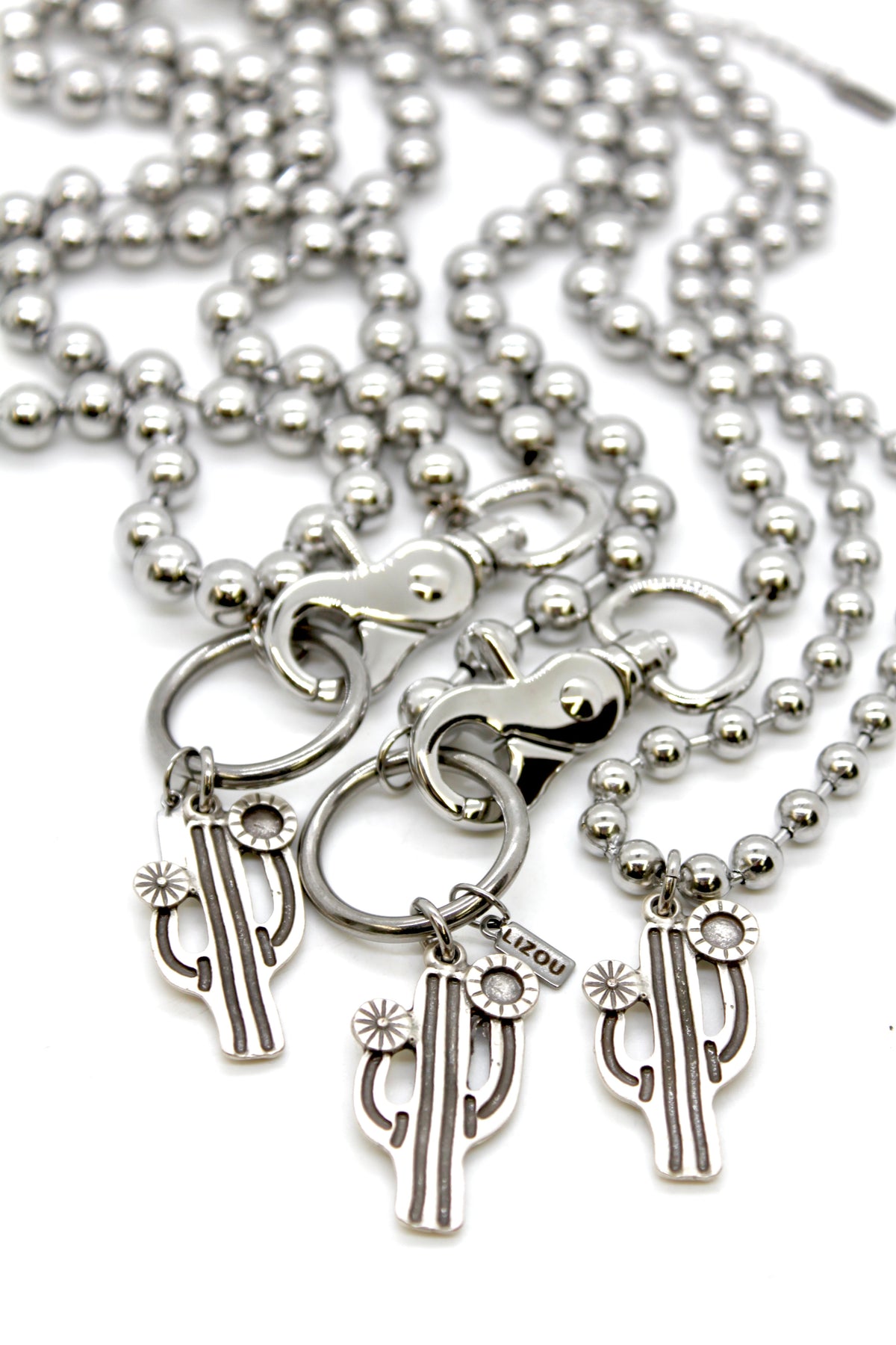 Artsy Cactus Convertible Silver Chain Necklace