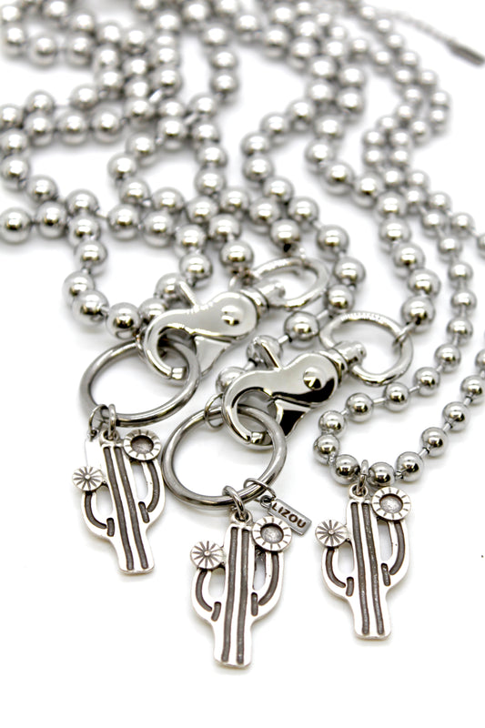Artsy Cactus Convertible Silver Chain Necklace