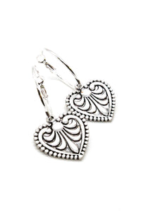 Silver Heart Hoop Earrings - E126