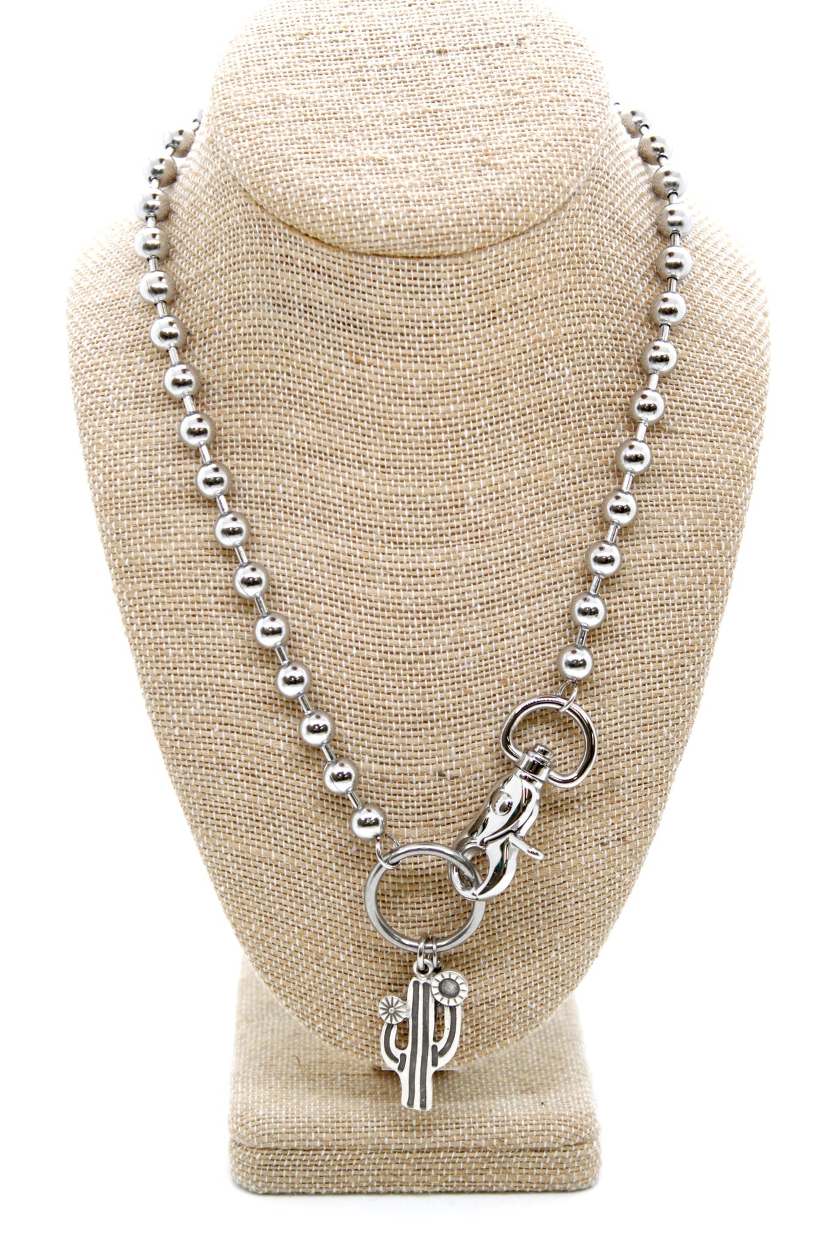 Artsy Cactus Convertible Silver Chain Necklace