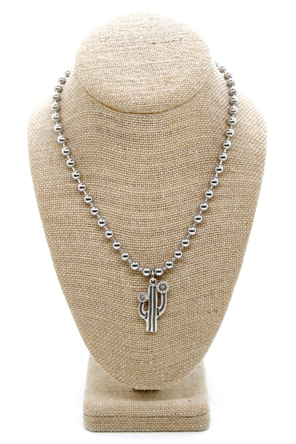Artsy Cactus Convertible Silver Chain Necklace