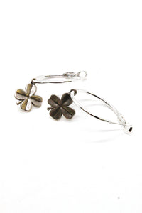 Silver Shamrock Hoop Earrings - E124