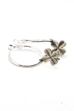 Load image into Gallery viewer, Silver Shamrock Hoop Earrings - E124
