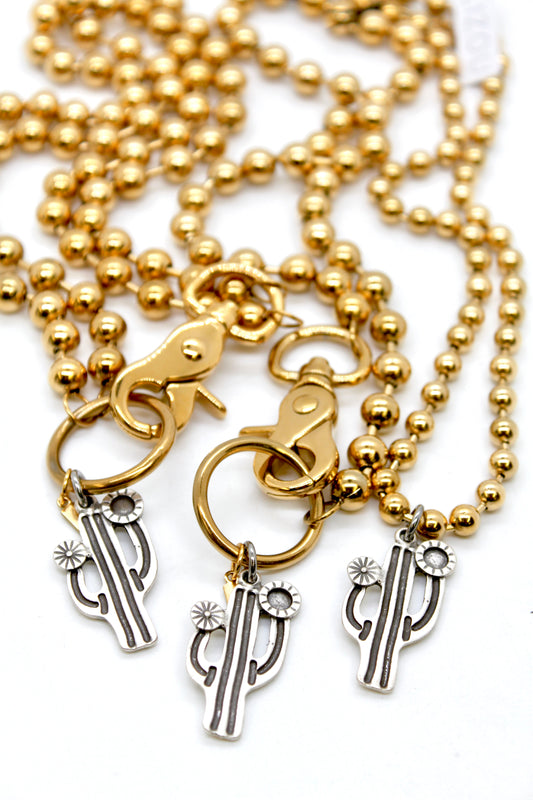 Artsy Cactus Convertible Gold Chain Necklace