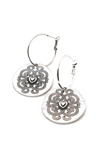 Heart Disc Hoop Earrings - E122