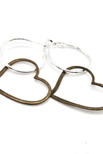 Load image into Gallery viewer, Brass Heart Hoop Earrings - E121
