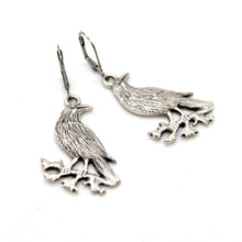 Load image into Gallery viewer, Silver Raven Earrings - E9-37008
