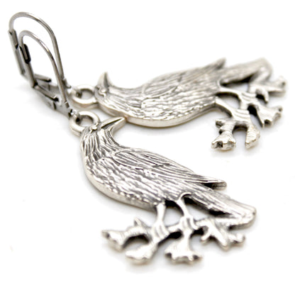 Silver Raven Earrings - E9-37008
