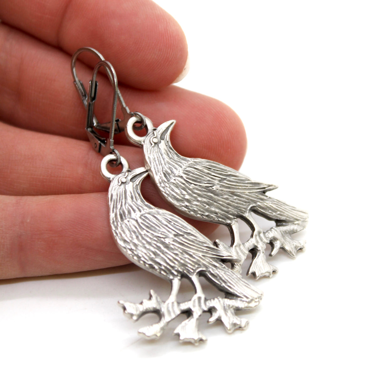 Silver Raven Earrings - E9-37008