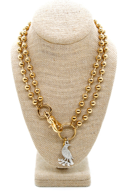 Silver Raven Convertible Gold Chain Necklace
