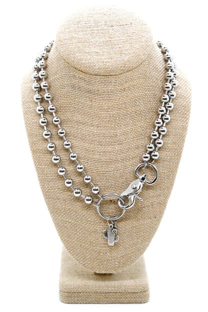 Flowering Cactus Convertible Silver Chain Necklace