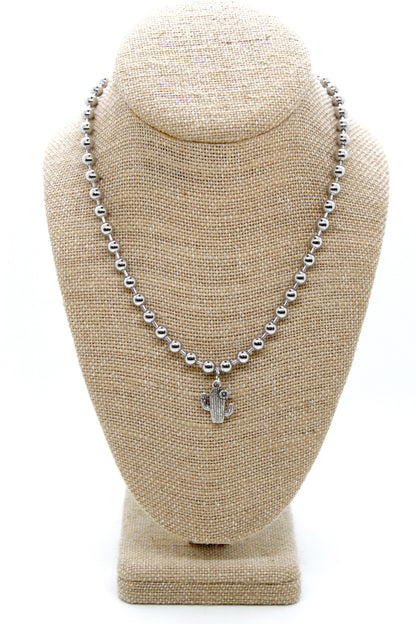 Flowering Cactus Convertible Silver Chain Necklace