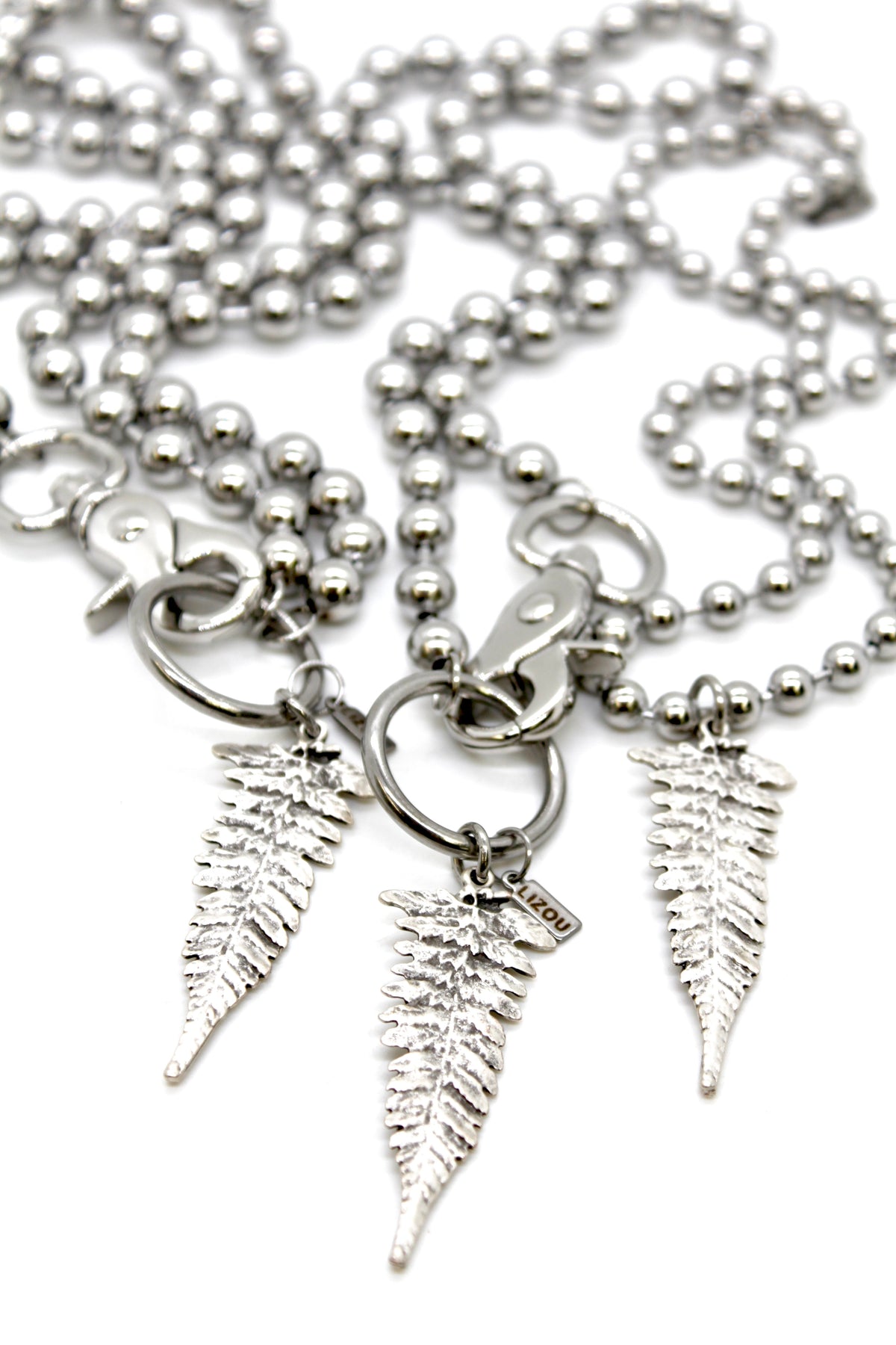 Fern Leaf Charm Convertible Silver Chain Necklace