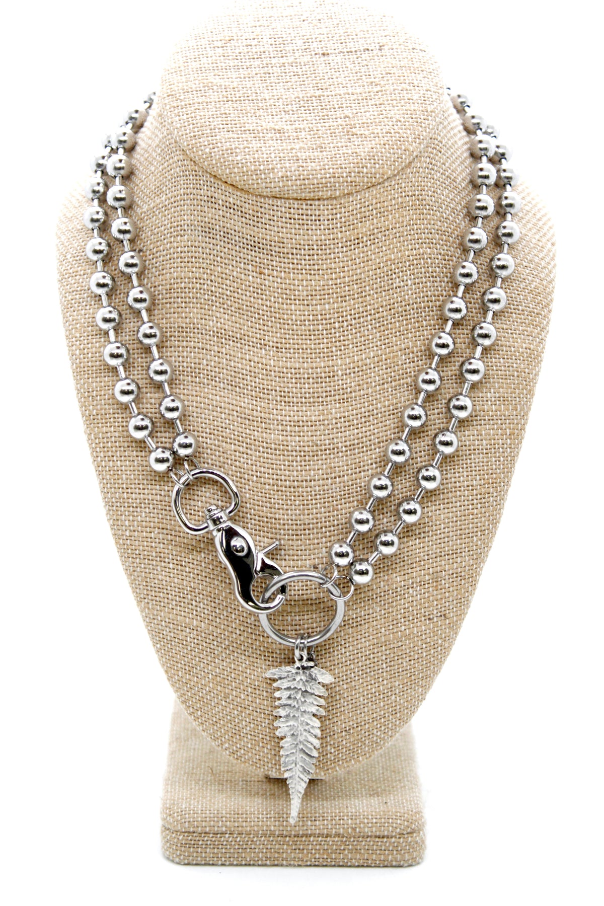 Fern Leaf Charm Convertible Silver Chain Necklace