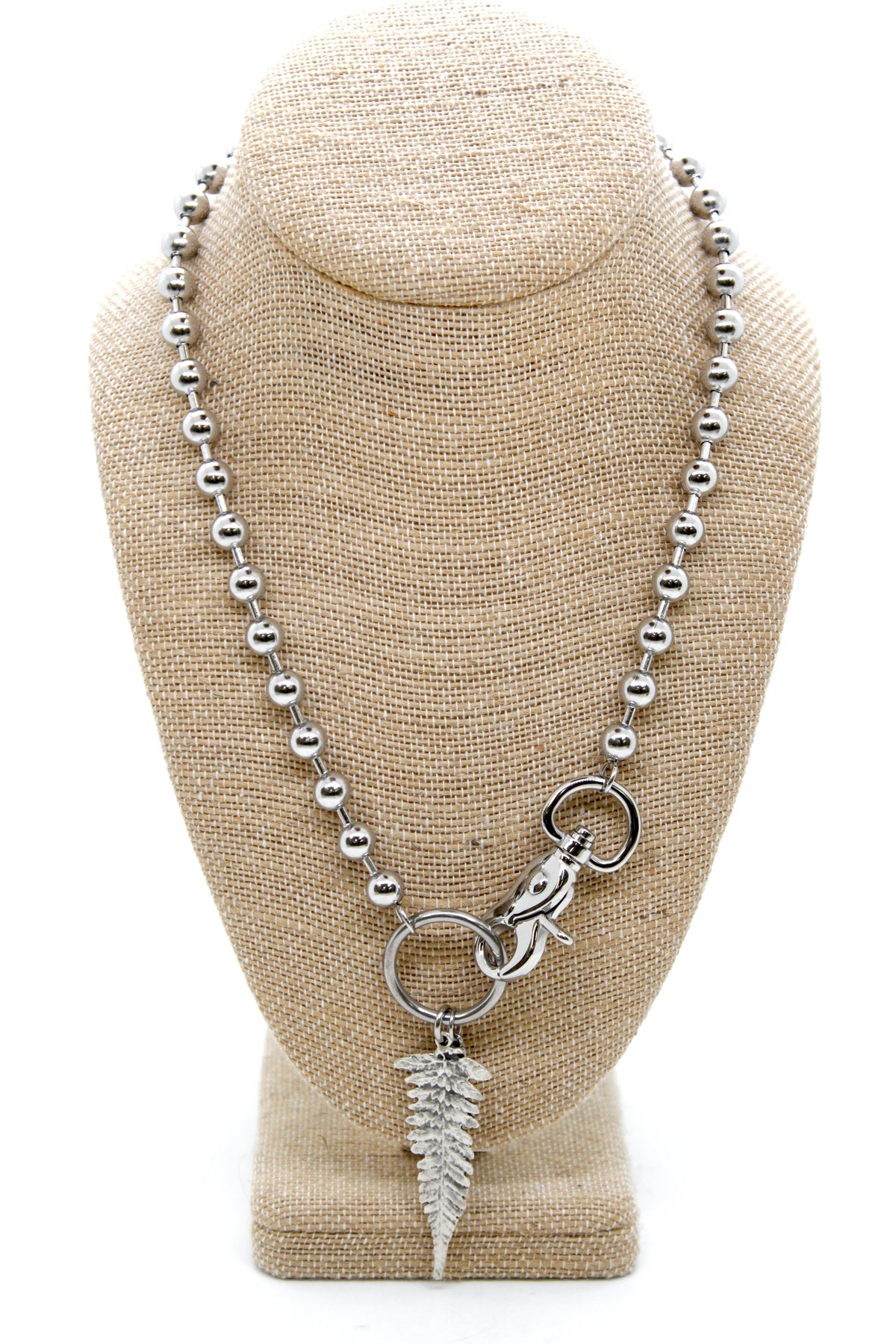 Fern Leaf Charm Convertible Silver Chain Necklace