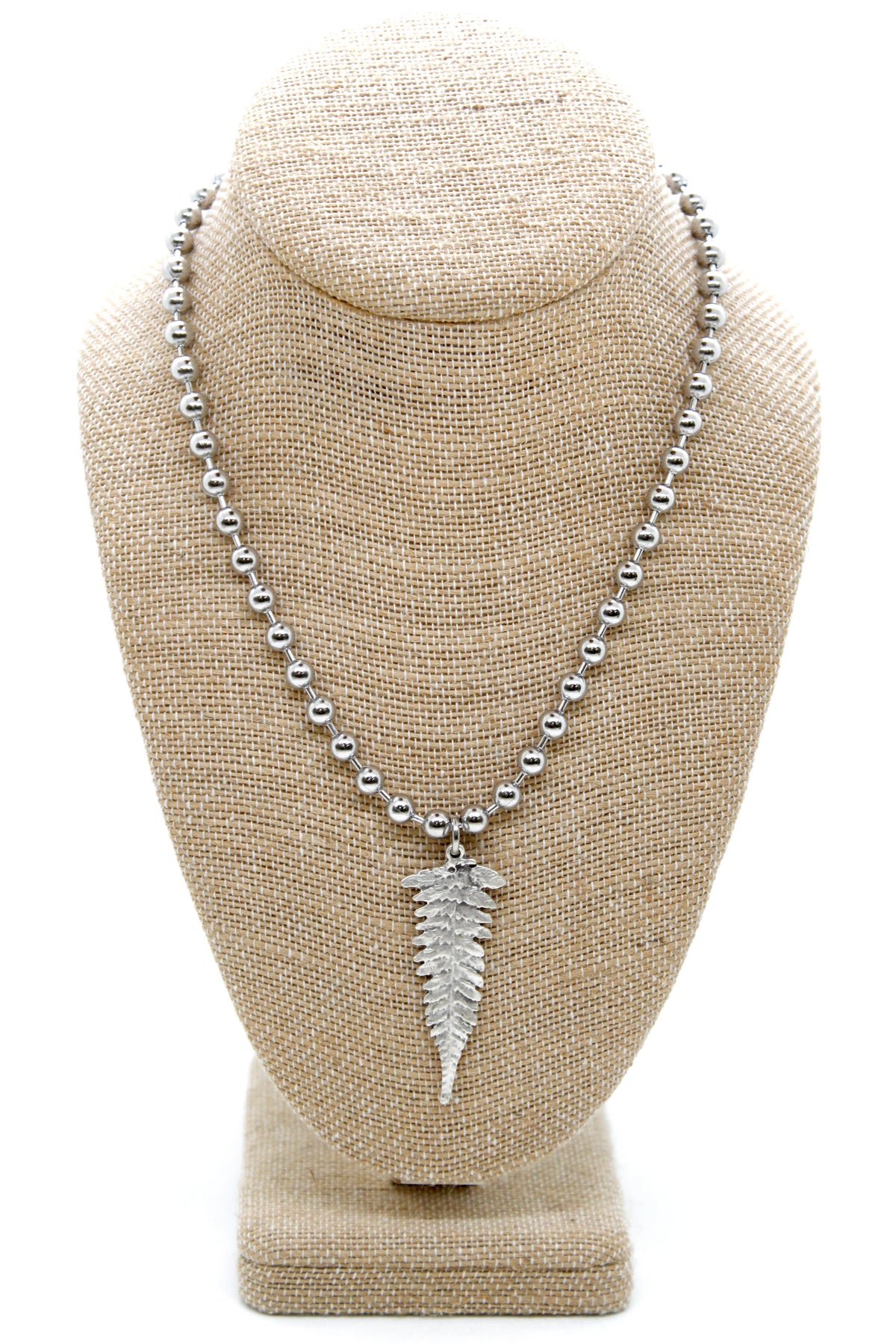 Fern Leaf Charm Convertible Silver Chain Necklace