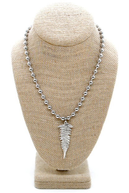 Fern Leaf Charm Convertible Silver Chain Necklace
