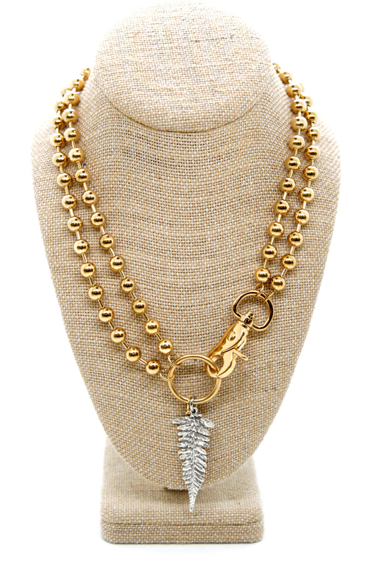 Fern Leaf Charm Convertible Gold Chain Necklace