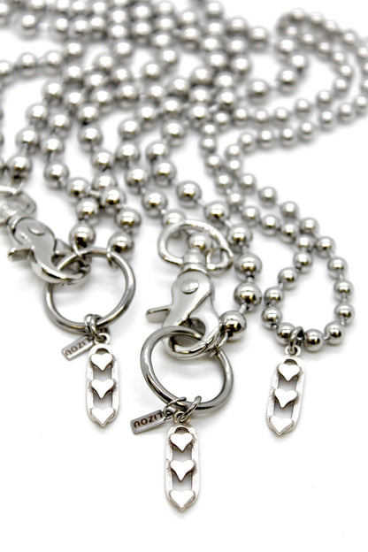 Triple Heart Charm Convertible Silver Chain Necklace