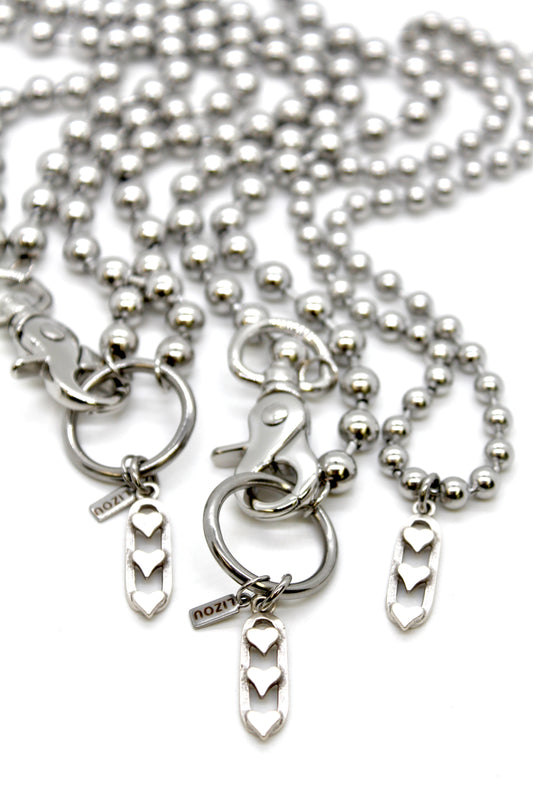 Triple Heart Charm Convertible Silver Chain Necklace