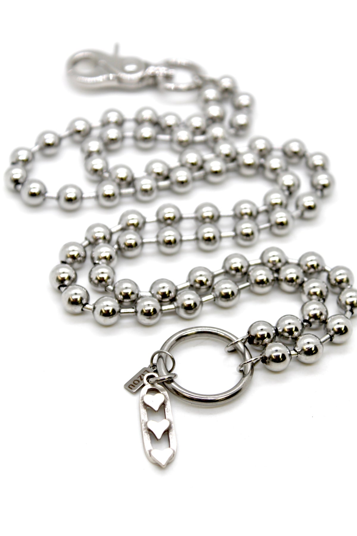Triple Heart Charm Convertible Silver Chain Necklace
