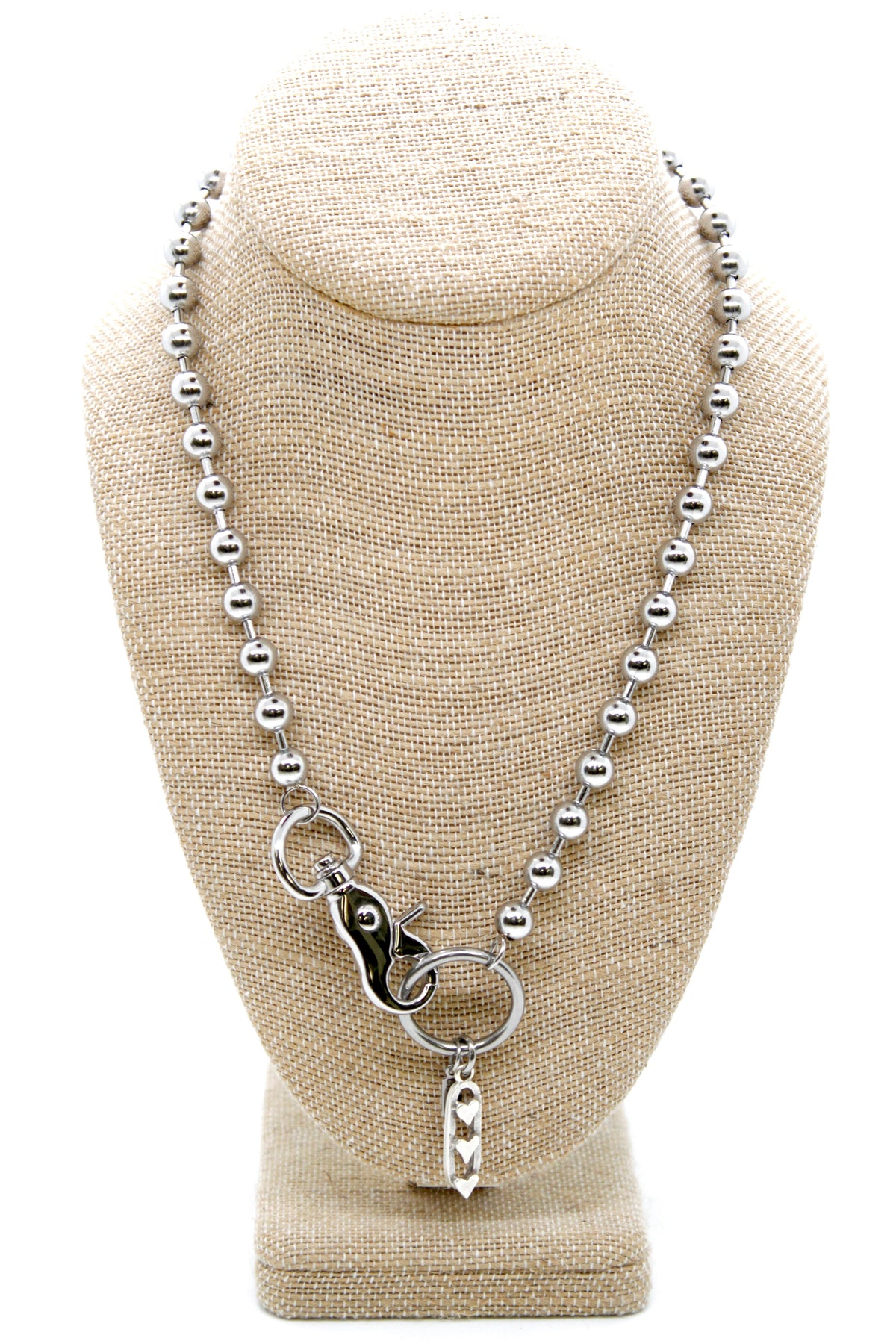 Triple Heart Charm Convertible Silver Chain Necklace
