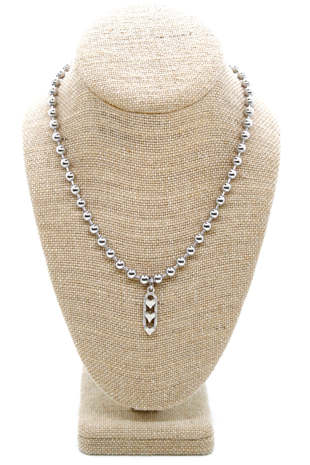 Triple Heart Charm Convertible Silver Chain Necklace