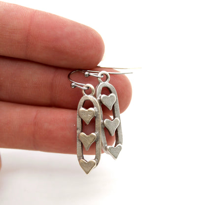 Triple Heart Charm Earrings - E9-29872