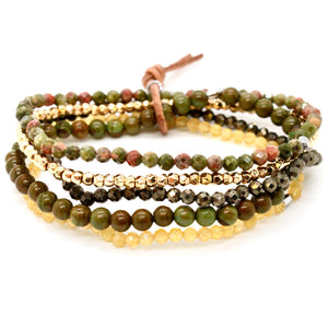 Semi Precious Stone and Crystal Mix Luxury Stack Bracelet - BL-Eureka