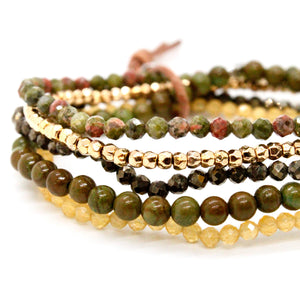 Semi Precious Stone and Crystal Mix Luxury Stack Bracelet - BL-Eureka