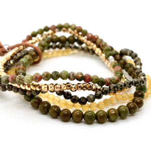 Semi Precious Stone and Crystal Mix Luxury Stack Bracelet - BL-Eureka