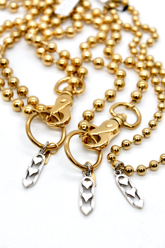 Triple Heart Charm Convertible Gold Chain Necklace