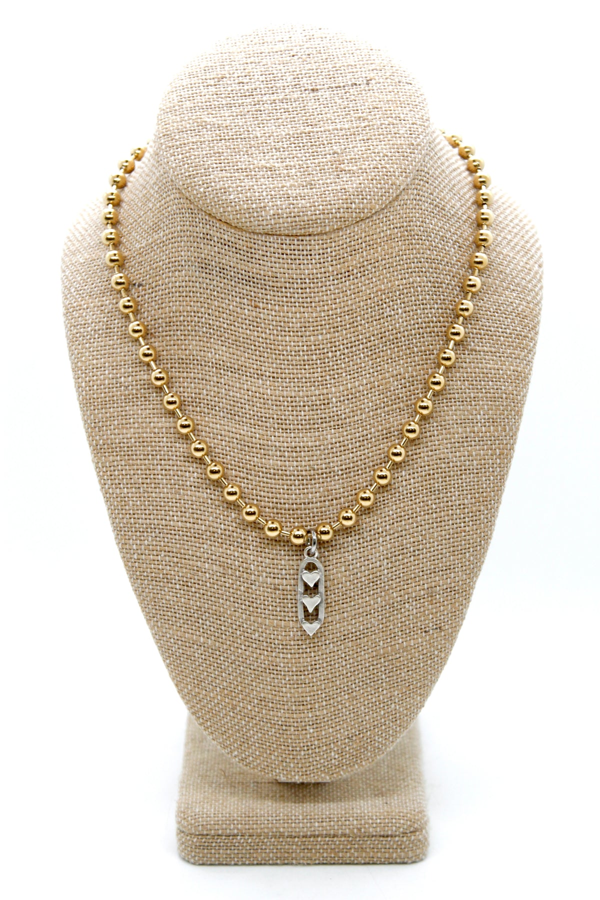 Triple Heart Charm Convertible Gold Chain Necklace