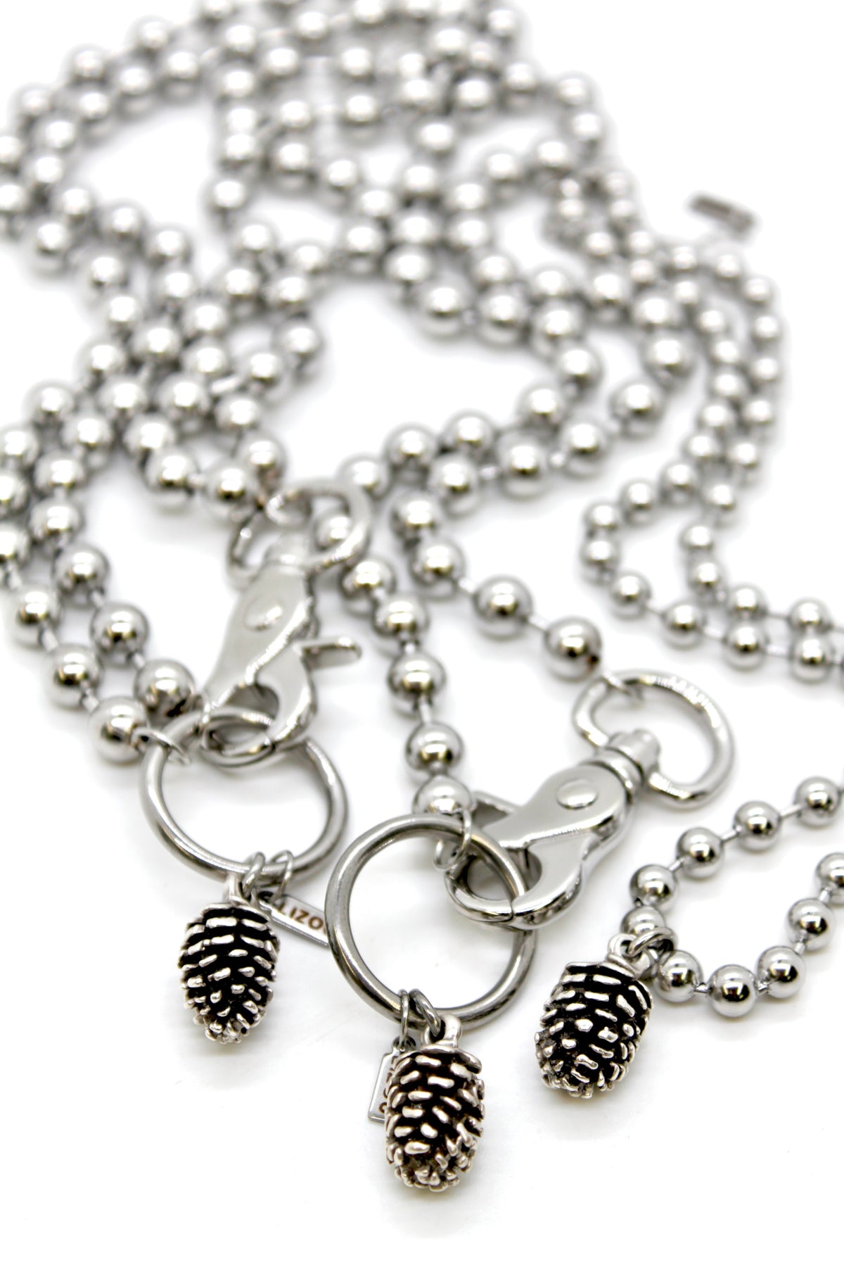 Miniature Pinecone Convertible Silver Chain Necklace