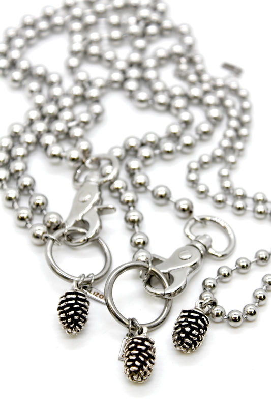 Miniature Pinecone Convertible Silver Chain Necklace