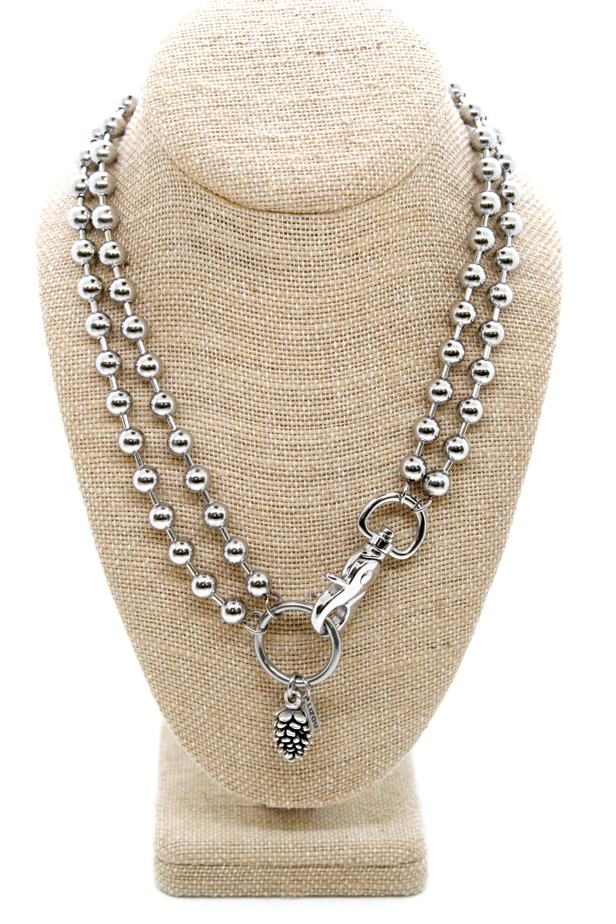 Miniature Pinecone Convertible Silver Chain Necklace