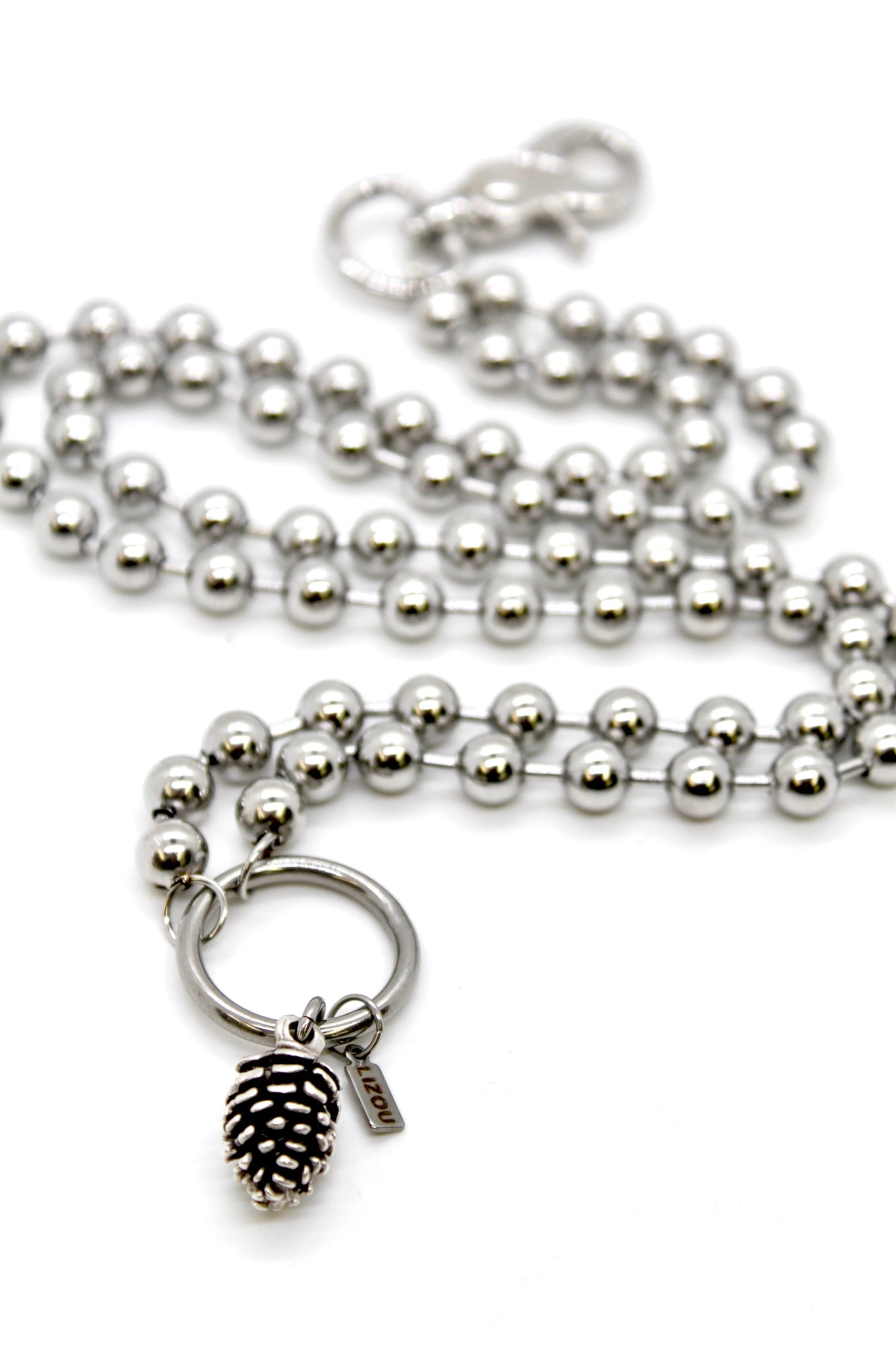 Miniature Pinecone Convertible Silver Chain Necklace