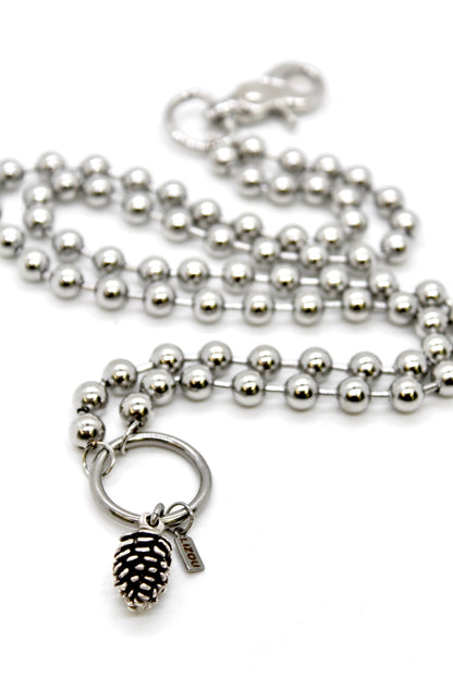 Miniature Pinecone Convertible Silver Chain Necklace