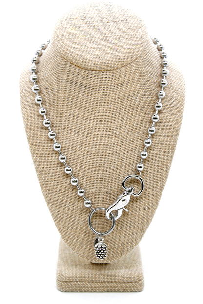 Miniature Pinecone Convertible Silver Chain Necklace