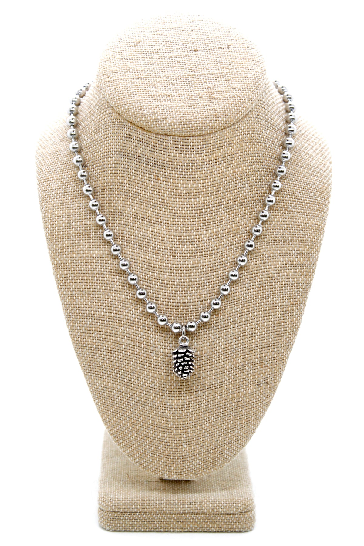 Miniature Pinecone Convertible Silver Chain Necklace