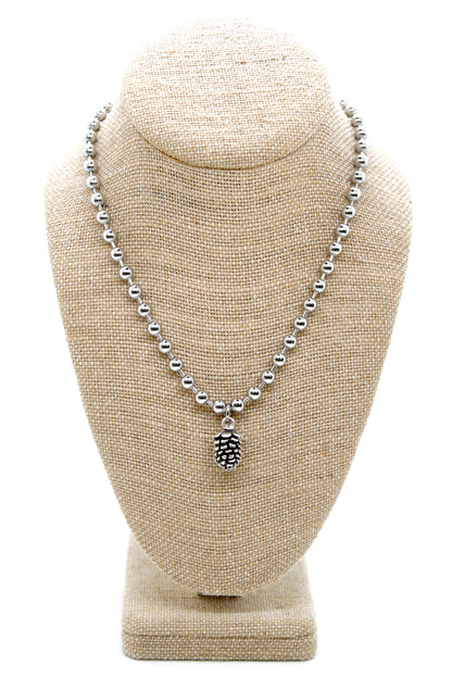 Miniature Pinecone Convertible Silver Chain Necklace