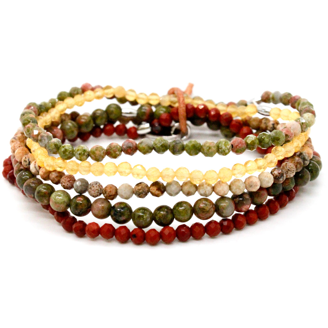 Semi Precious Stone Mix Luxury Stack Bracelet - BL-Nye