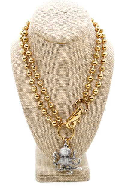 Octopus Charm Convertible Gold Chain Necklace