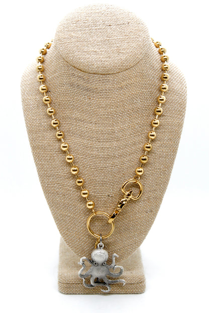 Octopus Charm Convertible Gold Chain Necklace