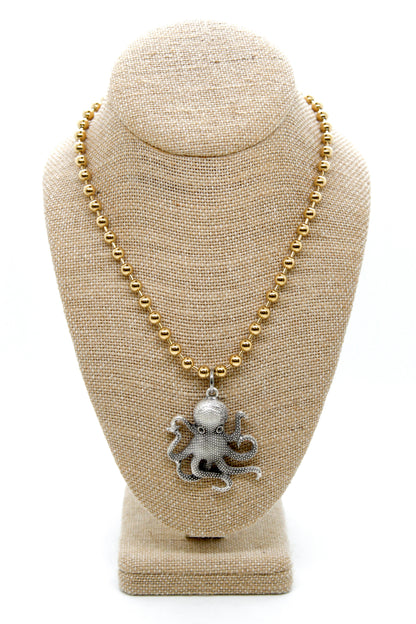 Octopus Charm Convertible Gold Chain Necklace