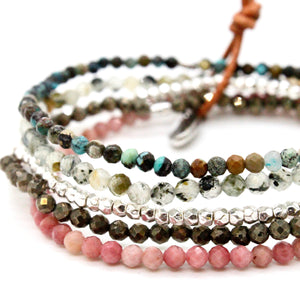 Semi Precious Stone and Crystal Luxury Stack Bracelet - BL-Chloe
