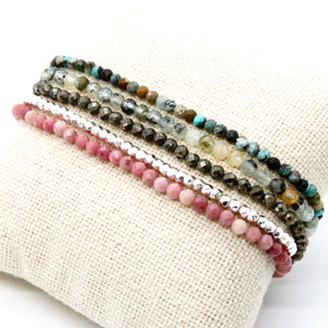 Semi Precious Stone and Crystal Luxury Stack Bracelet - BL-Chloe