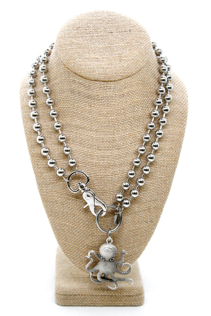 Octopus Charm Convertible Silver Chain Necklace